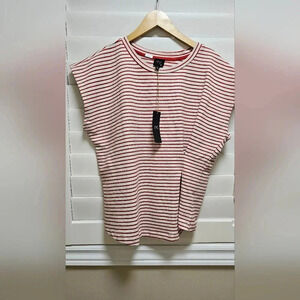 W5 Cotton Red Stripes T Shirt off White  size M